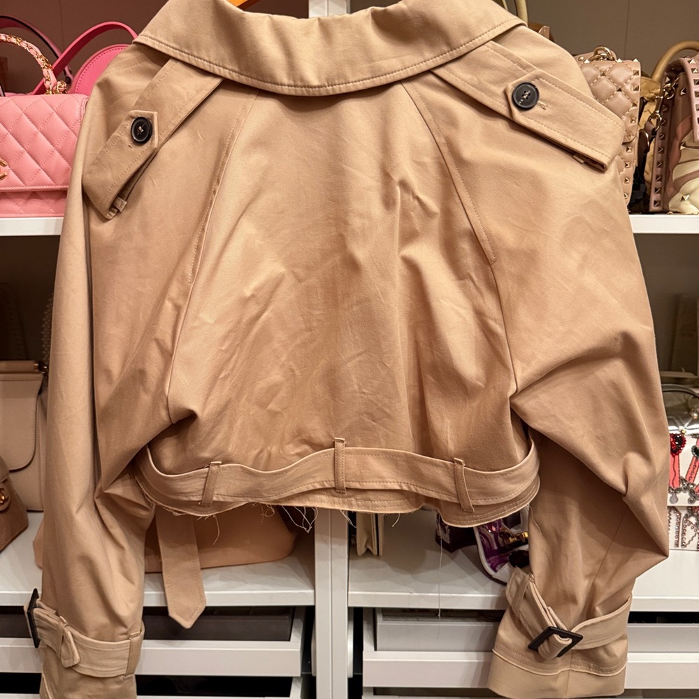 NWT Zara Cropped Trench Coat in Beige/Tan - Picture 3 of 3